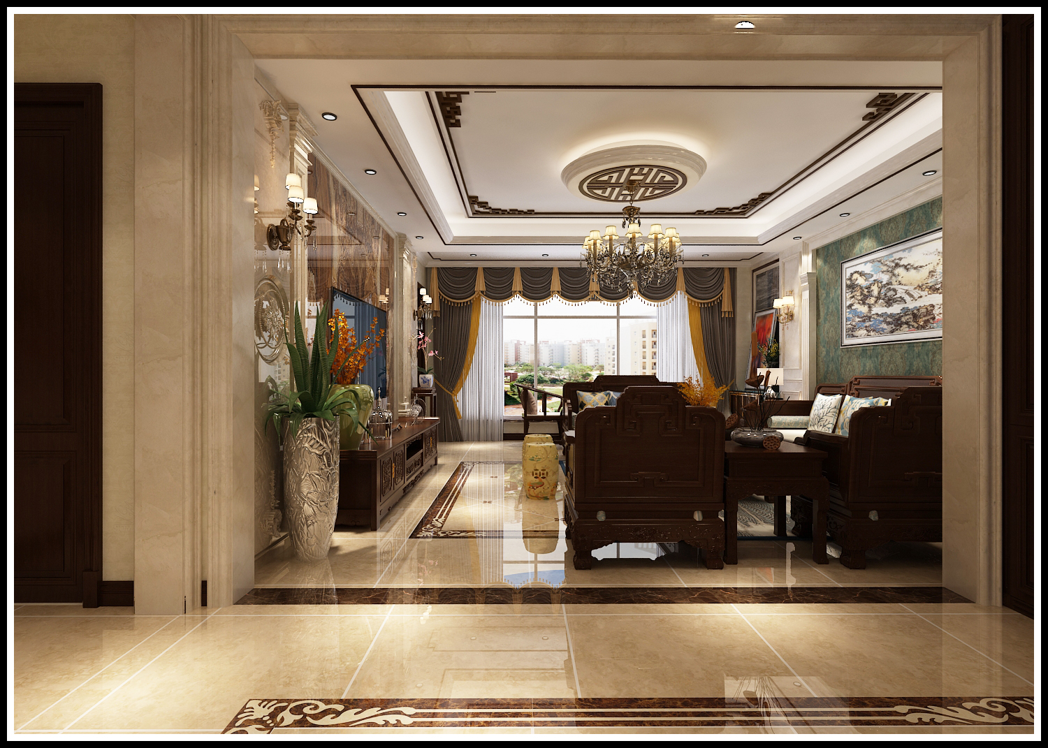 百合御都130平装修效果图,张店绿城140平米装修效果图