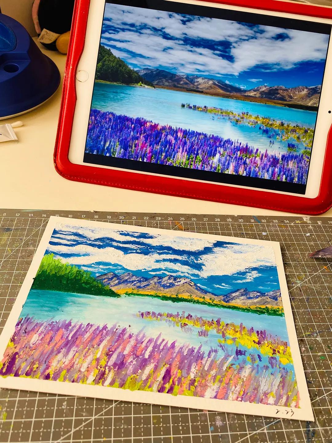 彩研经典油画棒新手教程,油画棒教程简单新手风景