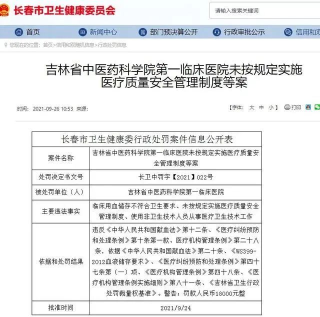 吉大一院五名医师被罚,多家三甲医院院长被查处