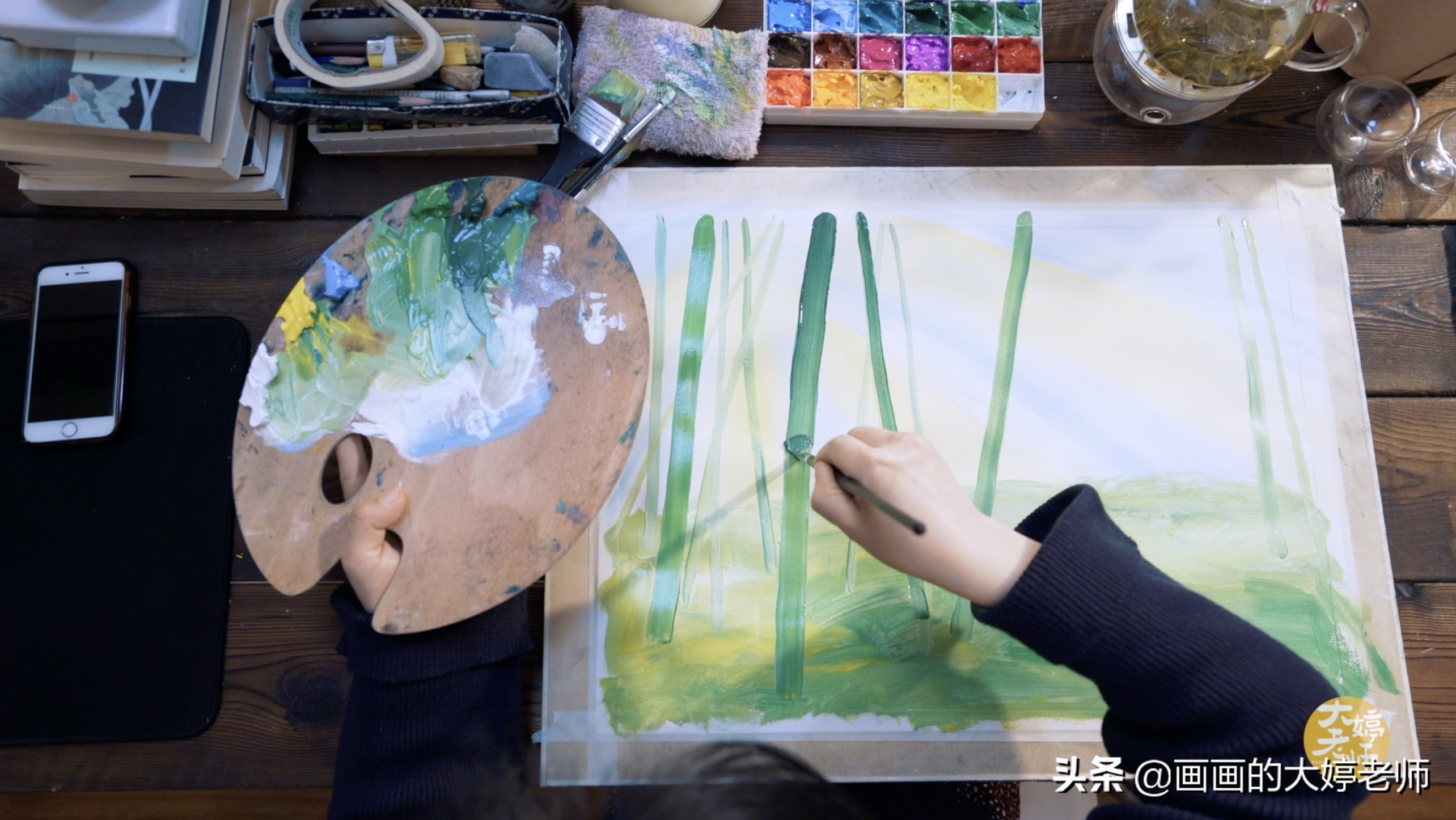 画一幅笋芽儿,画一幅春天生机勃勃长出植物的画