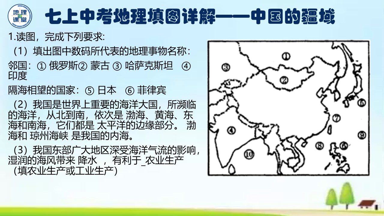 七年级下册地理填图训练,七上地理地球的运动ppt