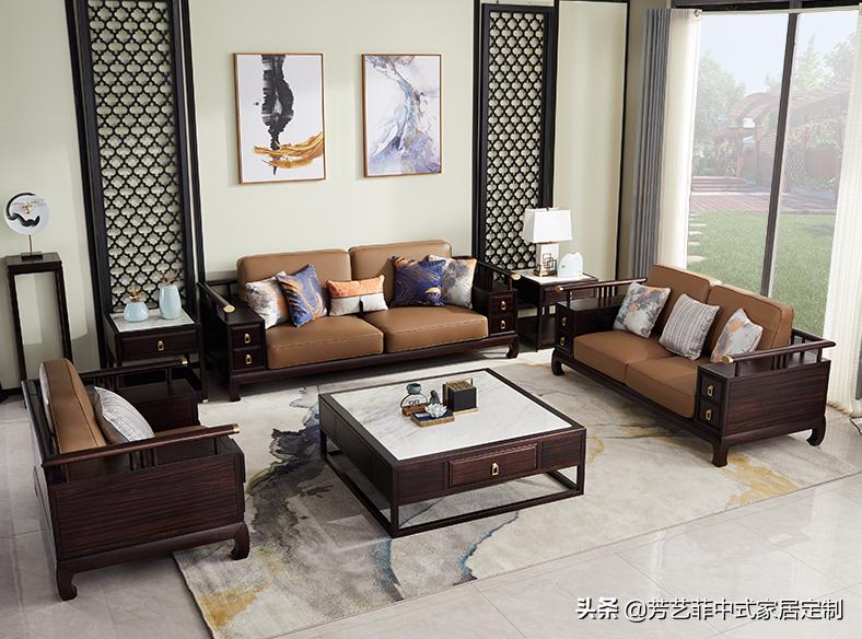 新中式沙发带贵妃榻合适吗,客厅沙发带贵妃位好看吗