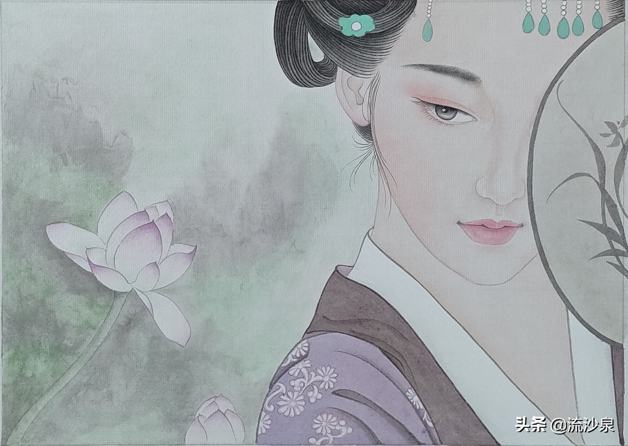 工笔荷花染色步骤图解,工笔仕女技法图解