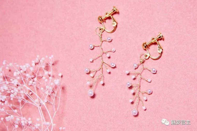 简单耳坠扭扭棒,菱形水晶珠耳饰教程