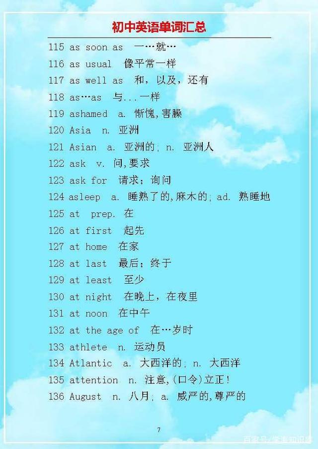 初中英语单词整理成句子,初中英语2000必背单词免费下载