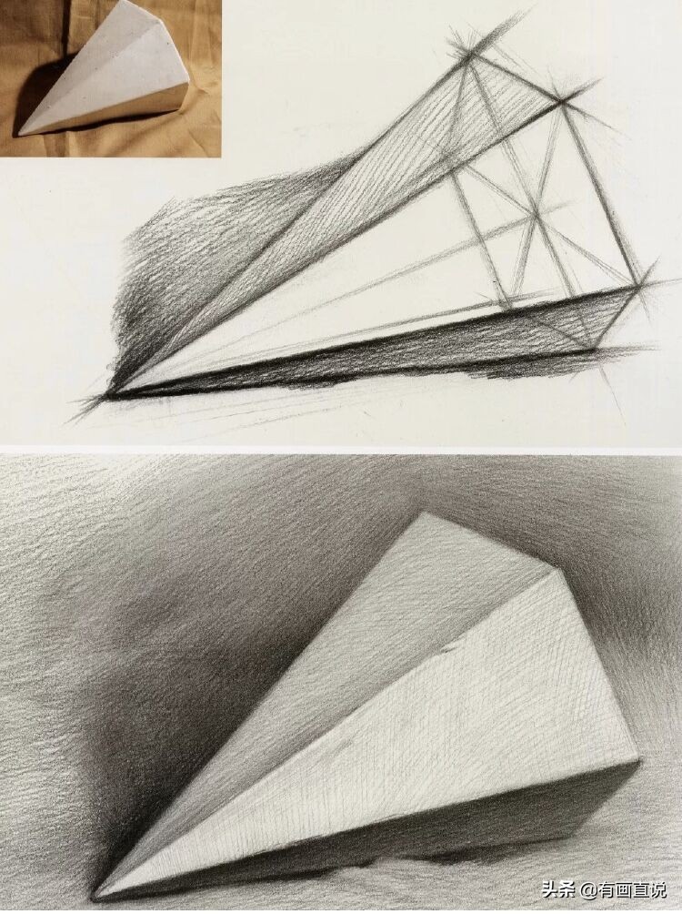 石膏几何素描临摹图片,几何石膏素描教学视频