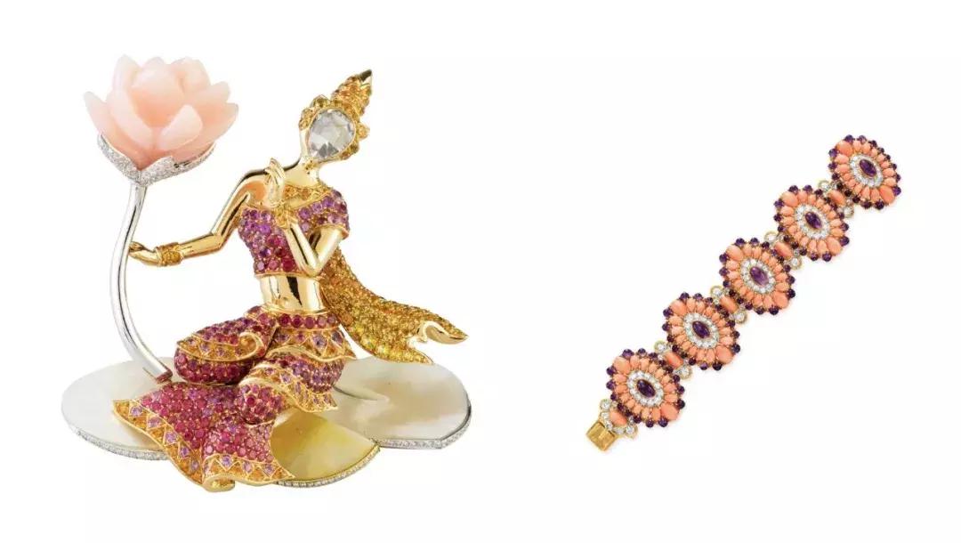 粉色珊瑚珠宝,珊瑚彩色珠宝