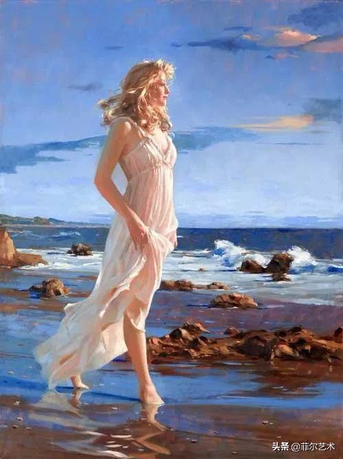 现代艺术油画中的美人,阳光美少女图片绘画