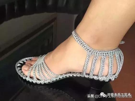旧鞋底改造钩针鞋教程,手工钩鞋教程春夏季椰子鞋