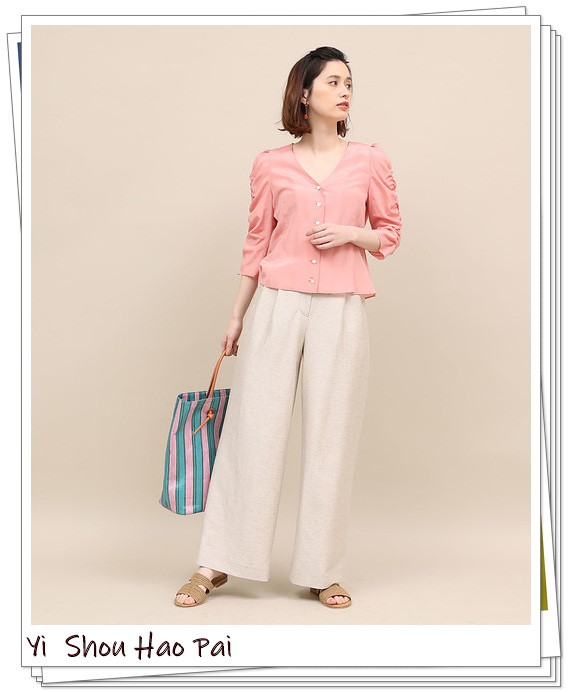 亚麻垂感裤搭配,杏色阔腿亚麻裤的搭配