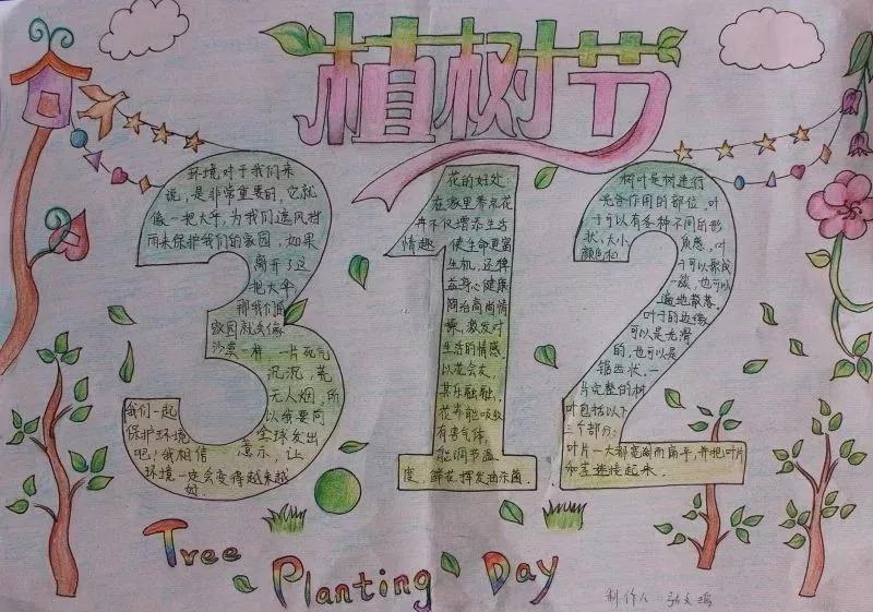 3.12植树节手抄报素材+模板+1~6年级作文范文，快收藏