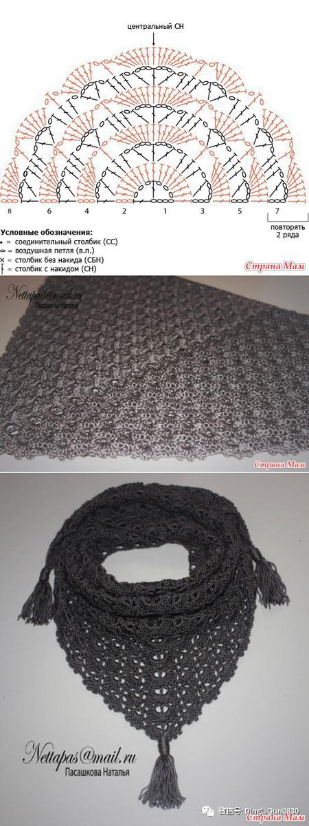 钩针钩贵夫人披肩最新花样图解,钩针夏河颜半圆形披肩图解