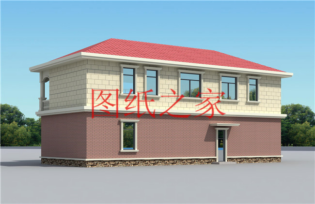 农村简约别墅宅基地,现代简约长方形二层别墅