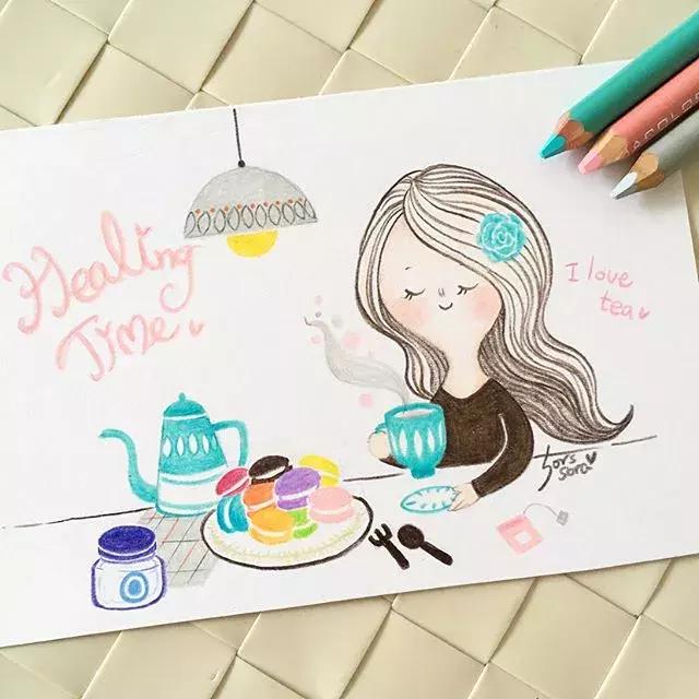 哈士奇的简笔画图片用彩铅画的,儿童彩铅简笔画6-12岁美观小人