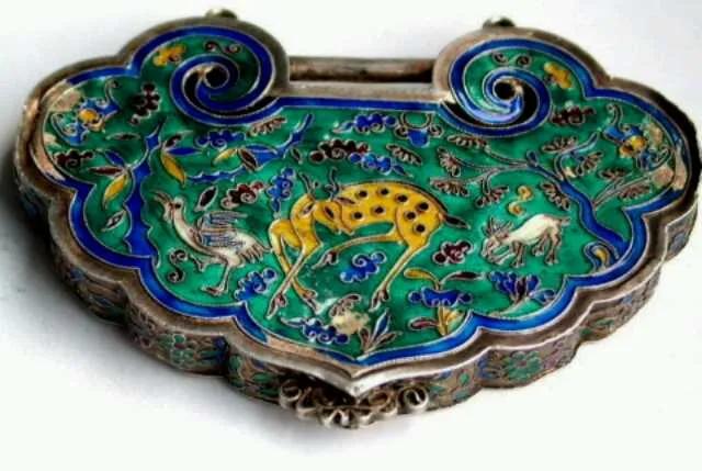 古法方形金锁,清代老银制长命锁