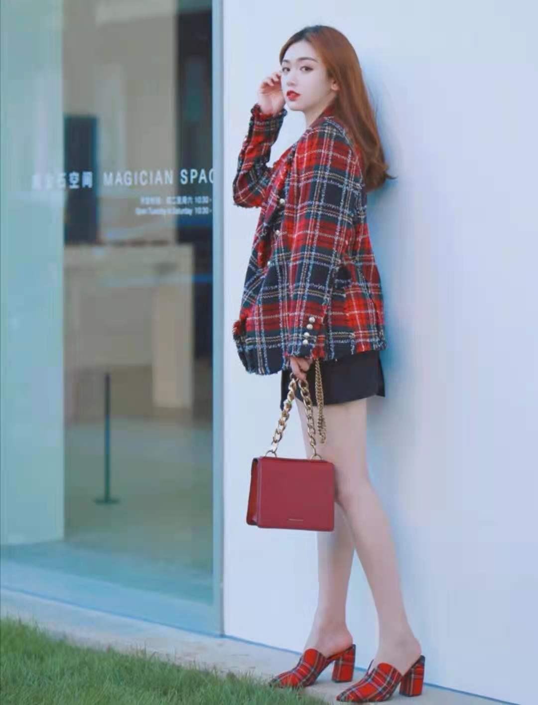 格纹西装外套休闲穿搭男士,小个子收腰格纹西装搭配