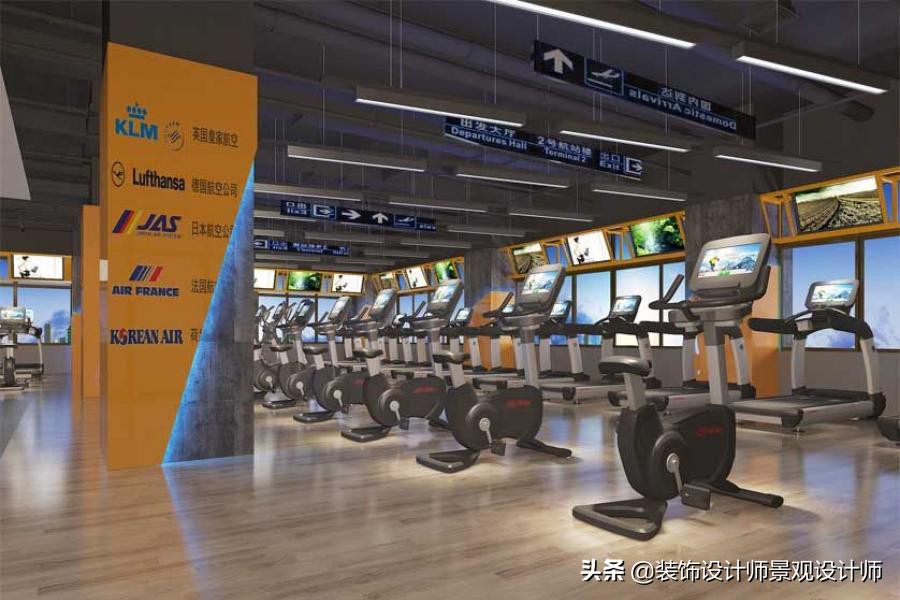 公司健身房设计效果图,书房健身房二合一设计效果图