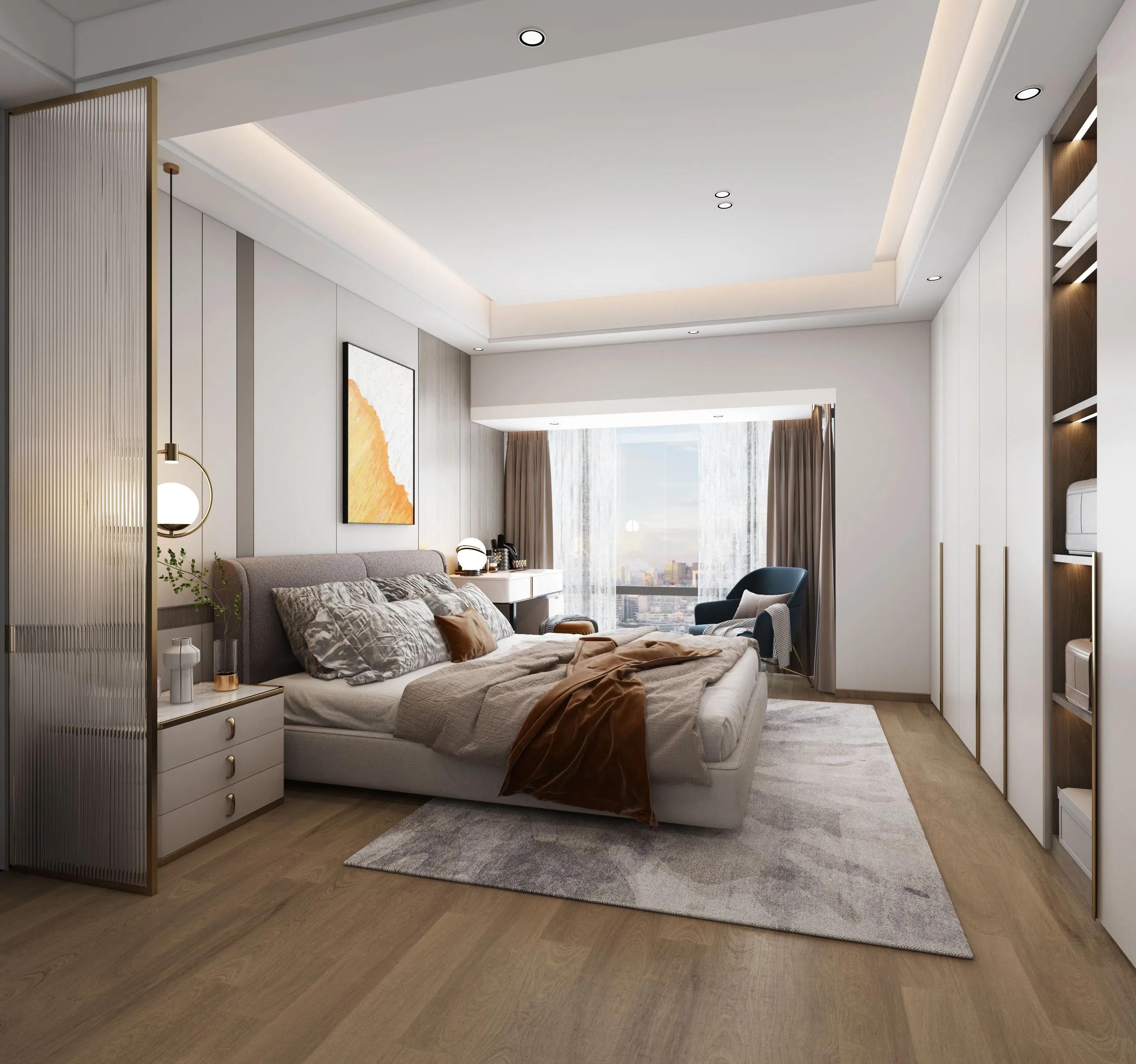 160平现代简约轻奢风格,160平方现代轻奢风