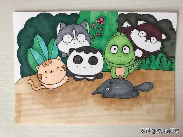 怎么用马克笔画各种各样的小动物,马克笔手绘简单又漂亮的小动物