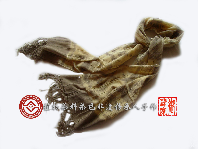 蜡染纯天然植物围巾,丝光棉彩色围巾