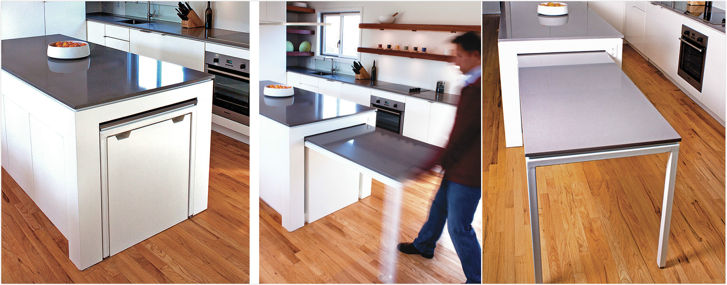 人一多餐桌就不够坐？来，大餐桌里套餐桌，平时不用1㎡也不多占