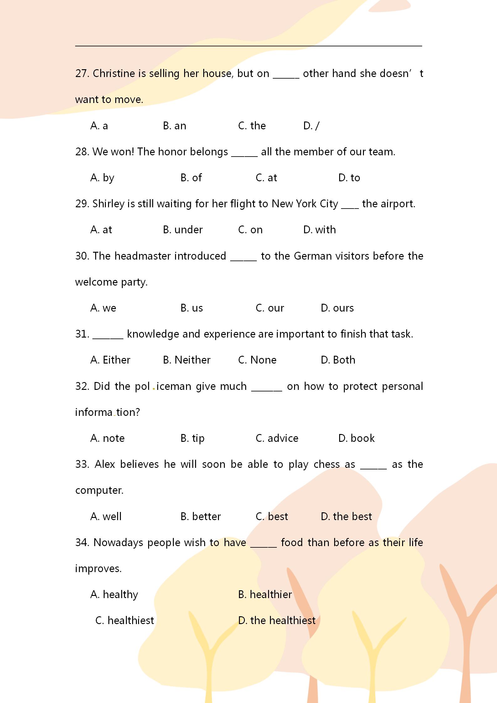 近十年高考英语真题整理,真题试卷精选英语