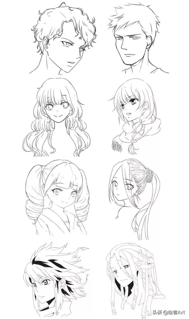 动漫人物只画一个头,大头动漫人物绘画