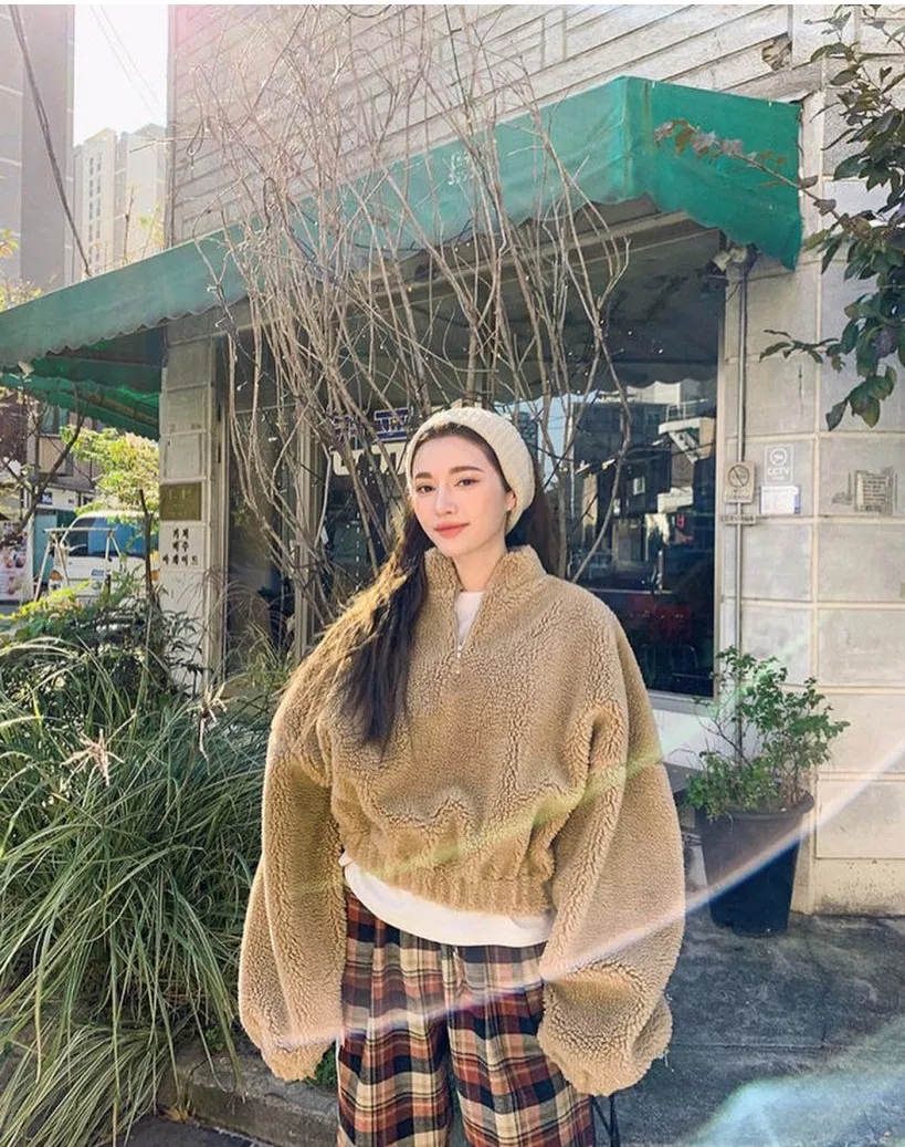 大码显瘦羊羔毛外套,羊羔毛外套的有效穿搭