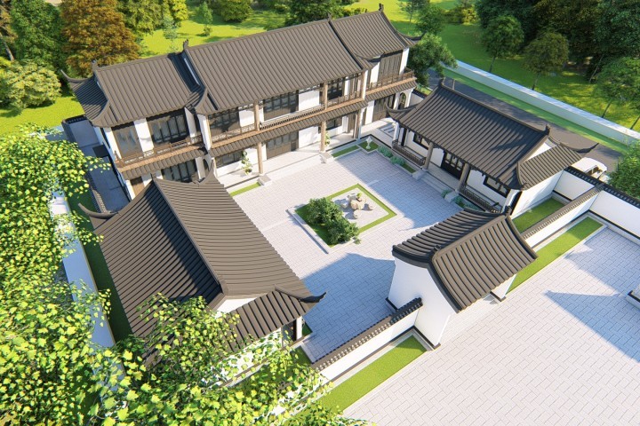 最牛中式四合院设计图及效果图,中式二层四合院永不过时