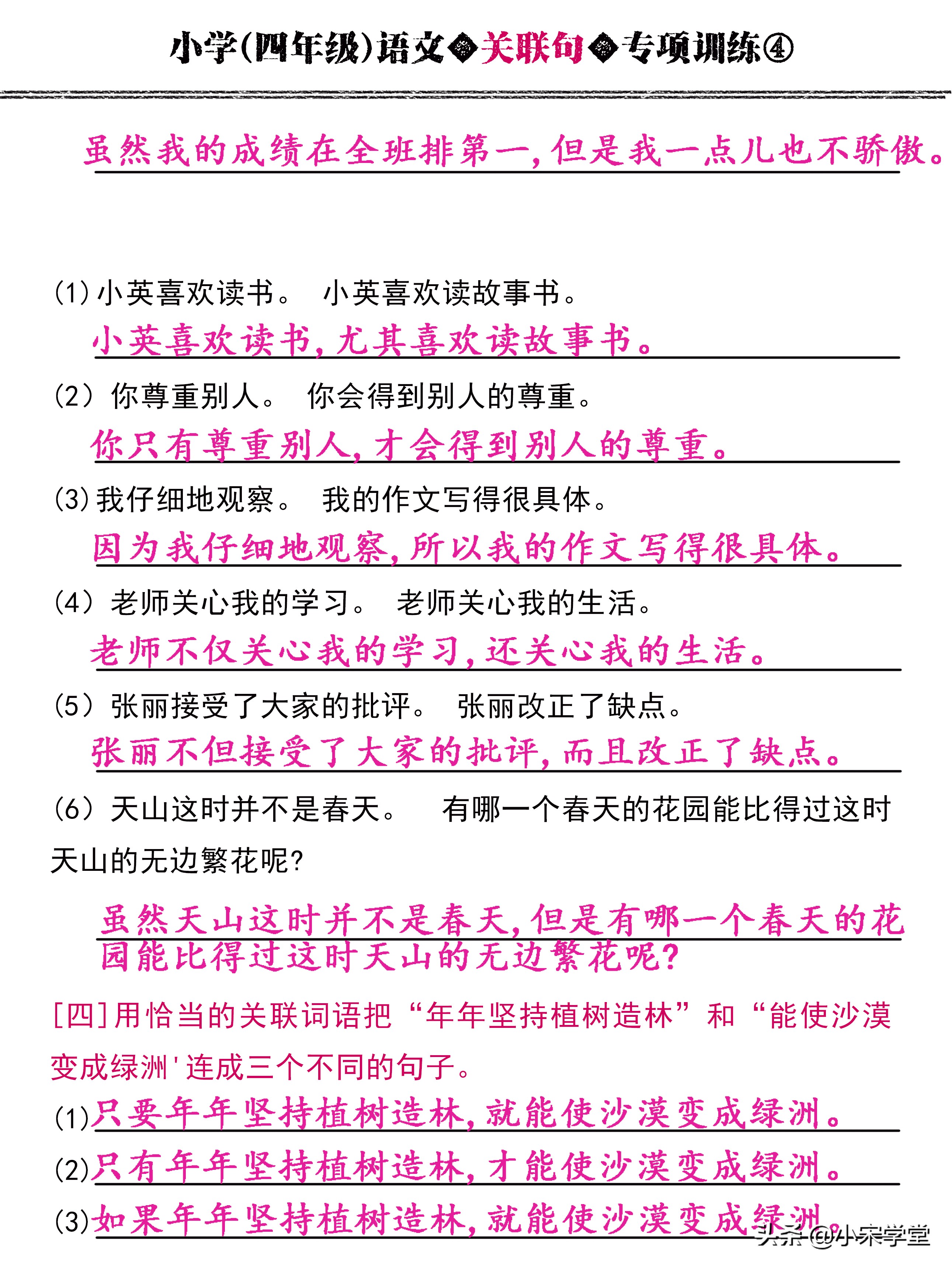 小学四年级语文句子专项讲解,小学四年级语文句子专项训练题集