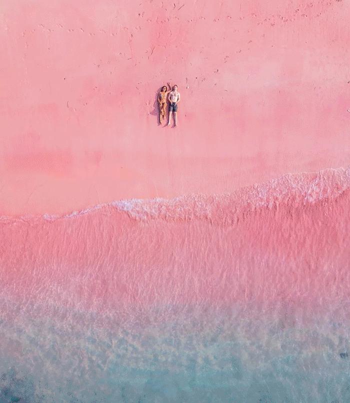 少女心炸裂的粉红沙滩真的很网红,网红打卡被人骗