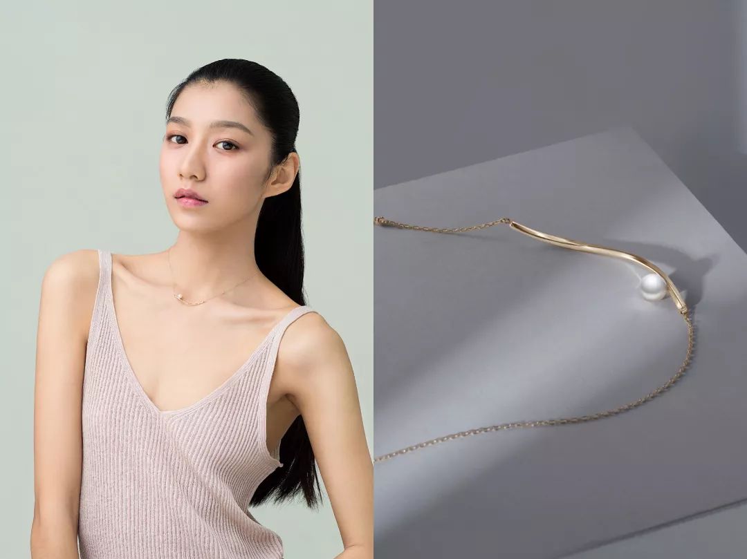 金色珍珠和啥搭配显高级感,极简风配珍珠项链