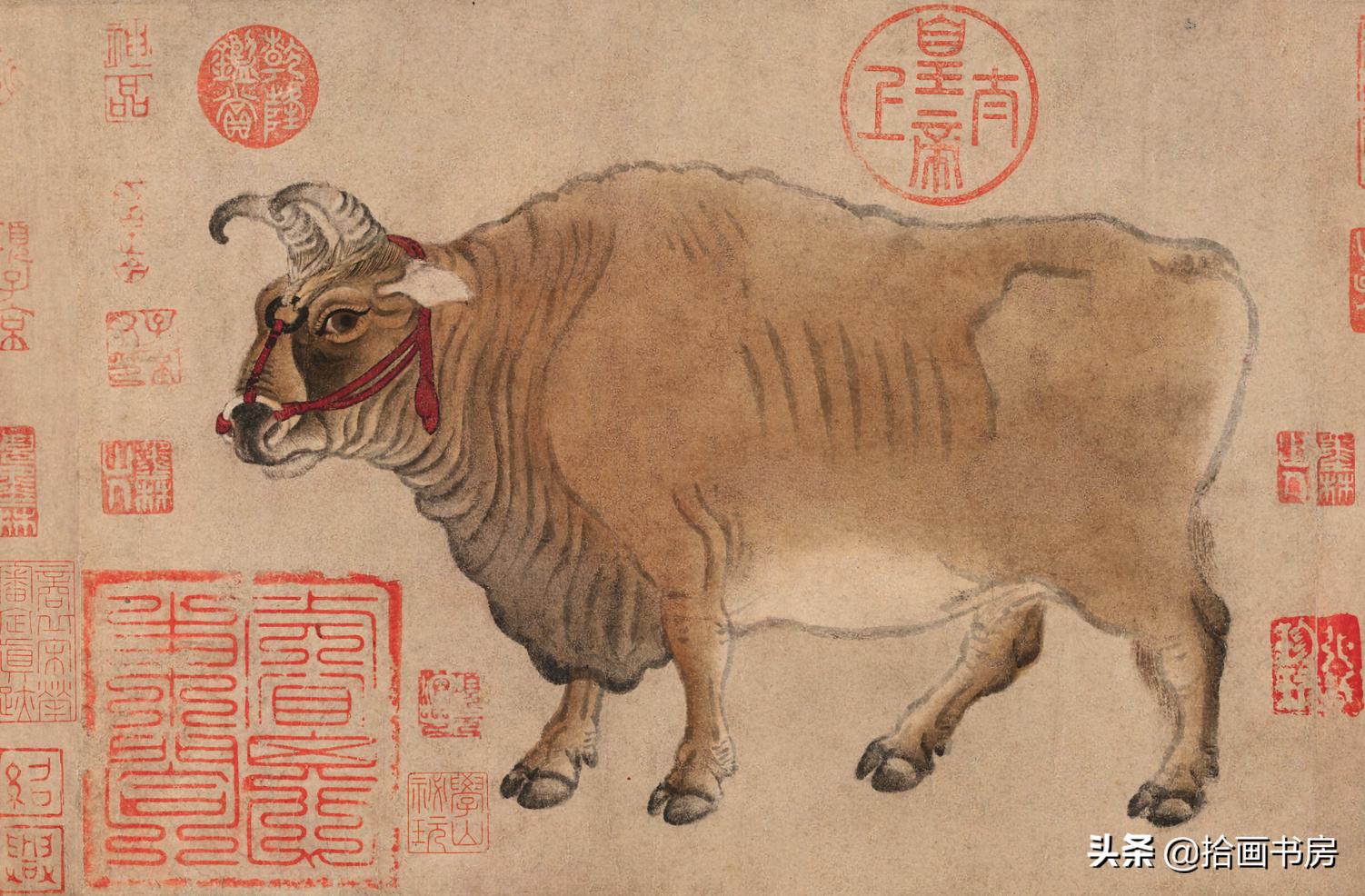 韩滉五牛图用厚重的线条,韩滉《五牛图》高清图