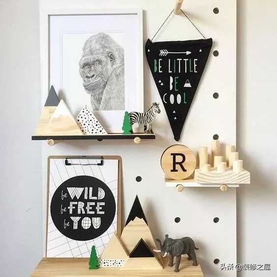 网红洞洞板墙面收纳板,创意实木洞洞板