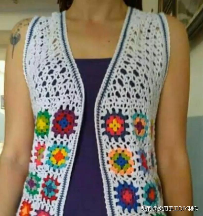 祖母方格编织长款外套教程,针织作品70款简约