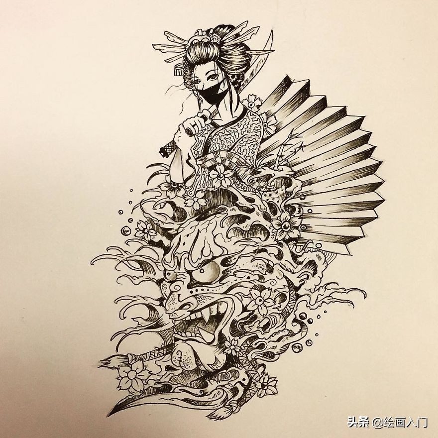 黑白创意手绘插画花素材,黑白创意艺术插画图片