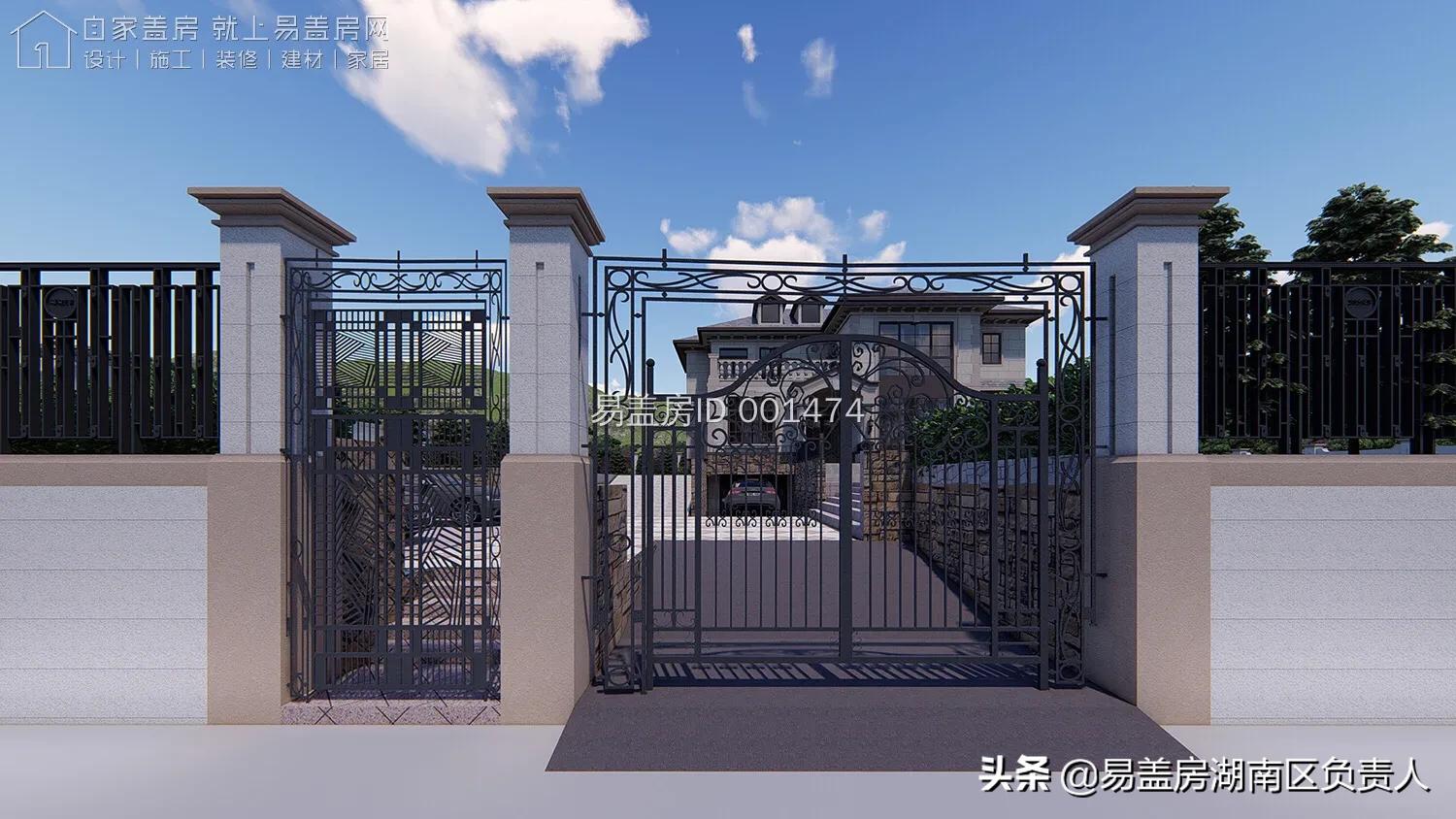 欧式挑高小别墅二层带车库,欧式风元素的二层平顶小别墅