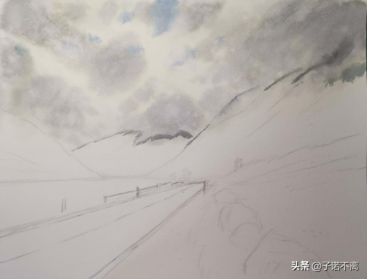 「子诺水彩」我为你翻山越岭，也安心看风景