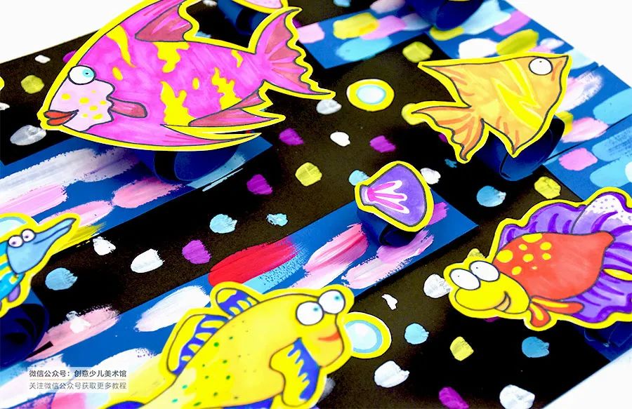 儿童画鱼儿创意画视频,创意儿童画横构图