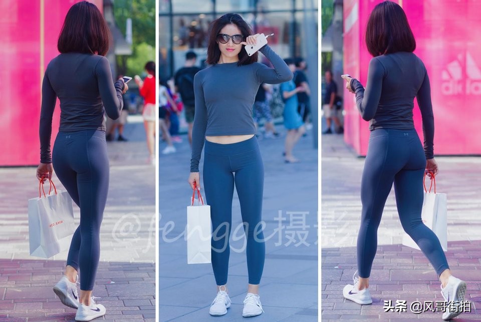 微胖女神瑜伽服街拍,街拍健身美女瑜伽照片图