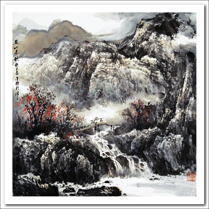 溪山山水画作品,郭金标高清山水画