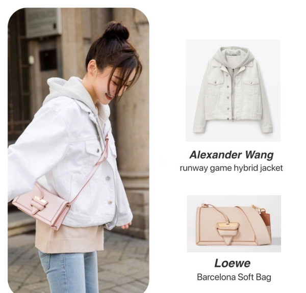 袁姗姗机场飞行夹克,袁姗姗牛仔夹克