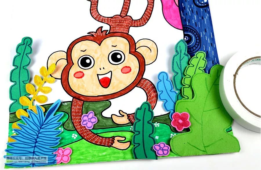 画小猴子儿童画,简单画马戏团的小猴子