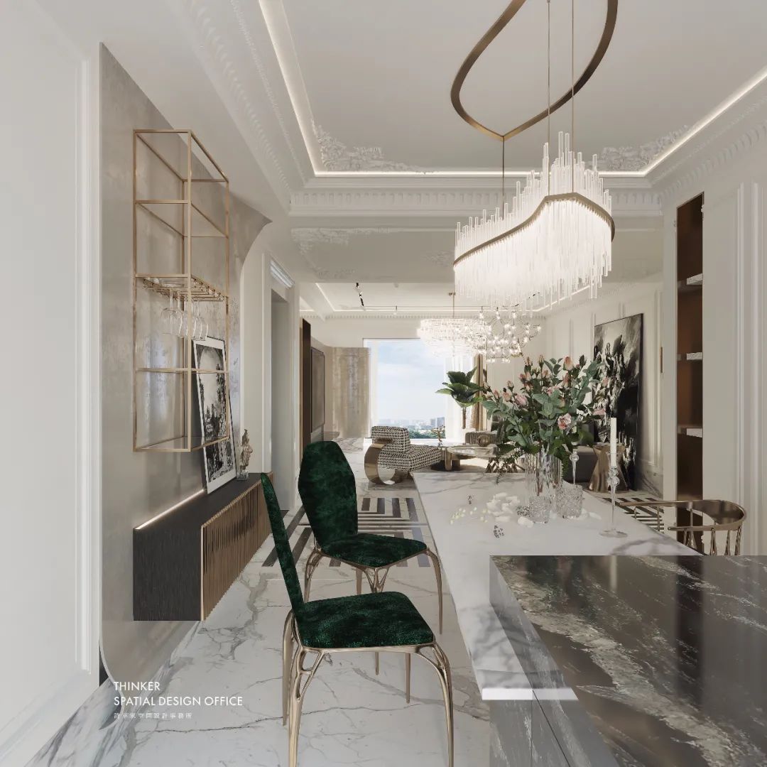 法式复古pu线条效果图,pu线条搭配什么灯