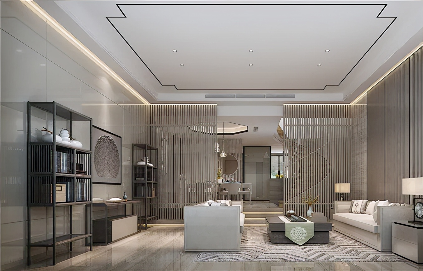 新中式风格配中式格条推拉门,新中式与现代风完美融合