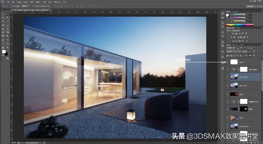 「室内效果图」3D效果图黄昏室内和室外的打光技巧
