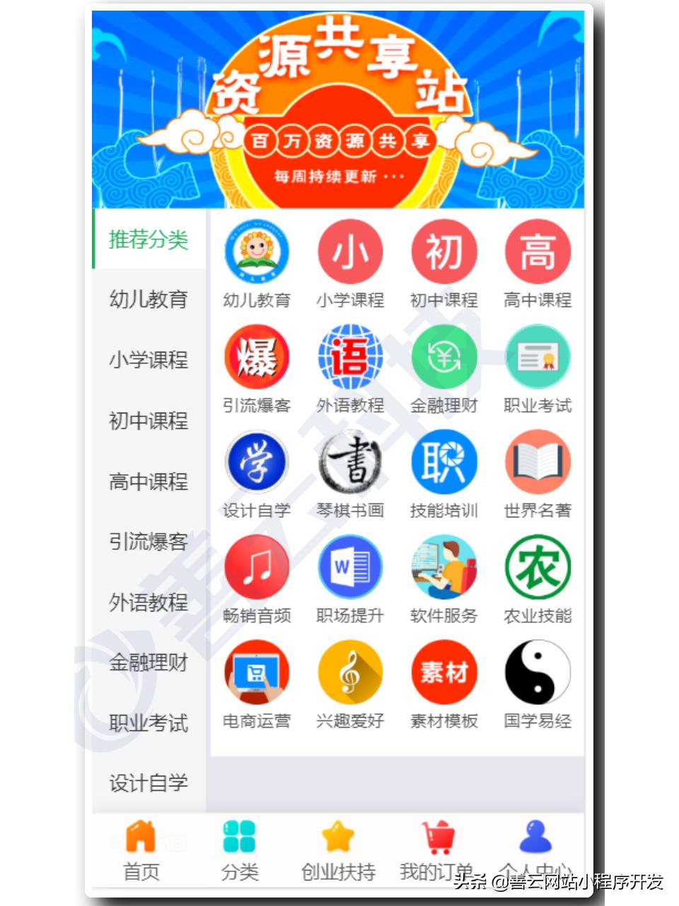 网盘虚拟资源课件教程变现H5商城系统开发
