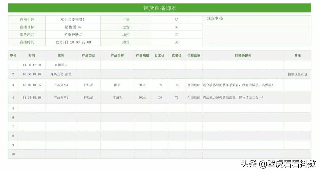 直播带货的详细流程脚本,直播带货整套话术脚本