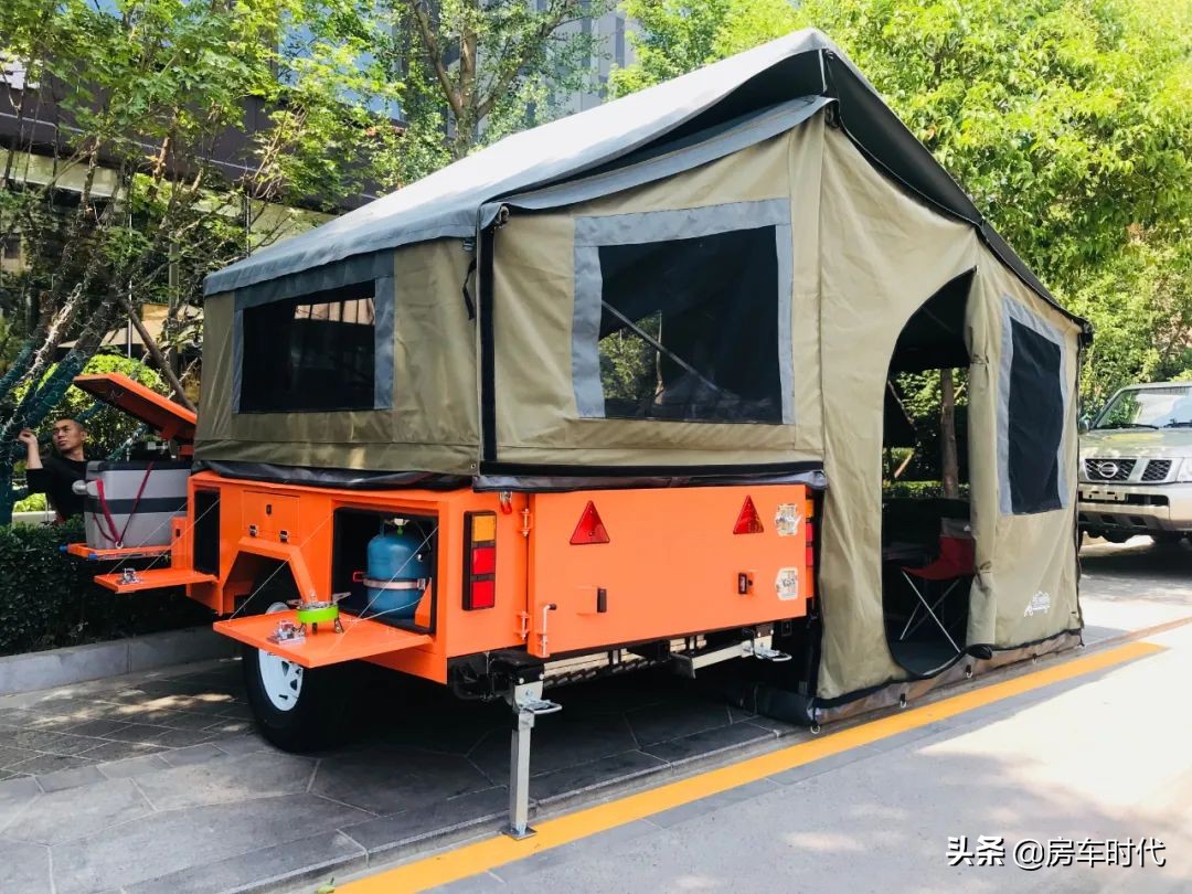 拖挂折叠小房车,小型越野露营折叠房车