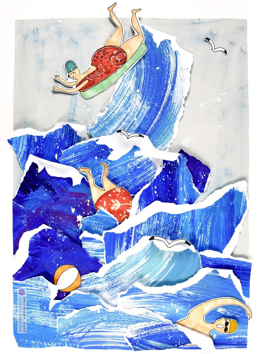 儿童画简单漂亮海洋世界,儿童画教程浪花